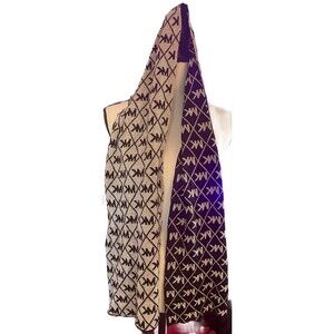 Michael Kors Black And Silver MK Logo Tight Knit Reversible Scarf Unisex Adult